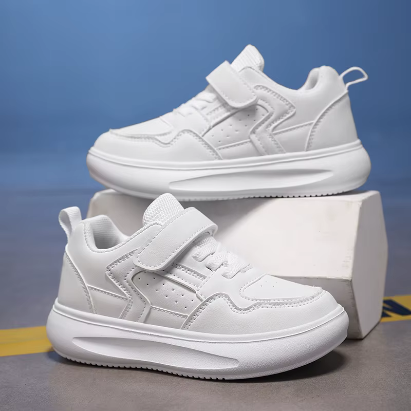 Baskets blanches pour enfants, chaussures décontractées pour garçons et filles, chaussures de Sport en cuir à semelle souple, légères et confortables, baskets à la mode