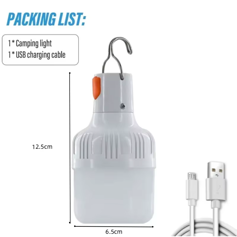 1PC extérieur USB lampe à LED ampoules 60W lumière de secours crochet Camping pêche Portable lanterne veilleuses LT014