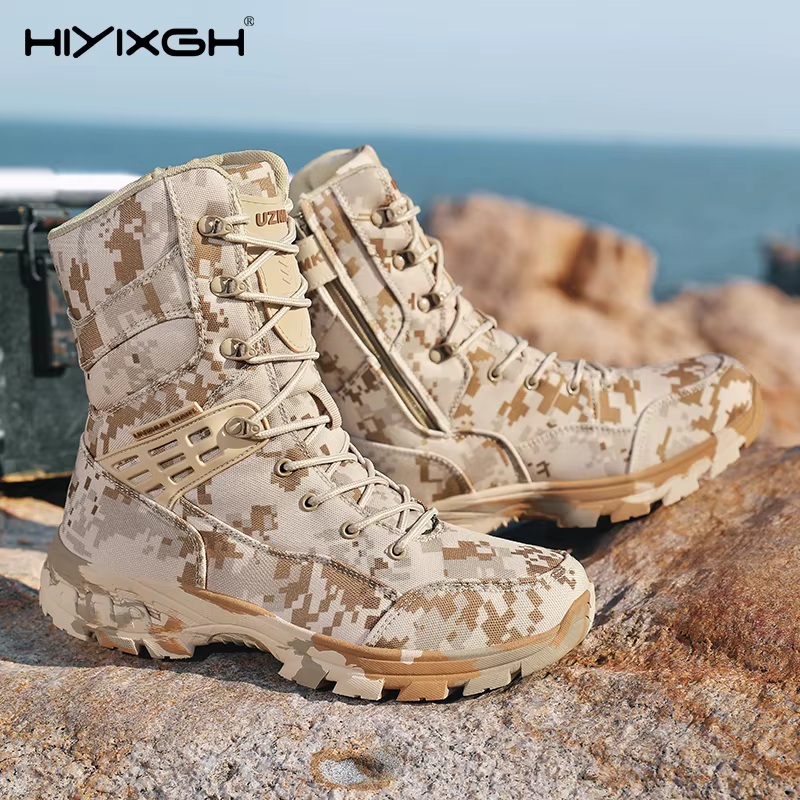 Bottes de randonnée camouflage vert pour hommes