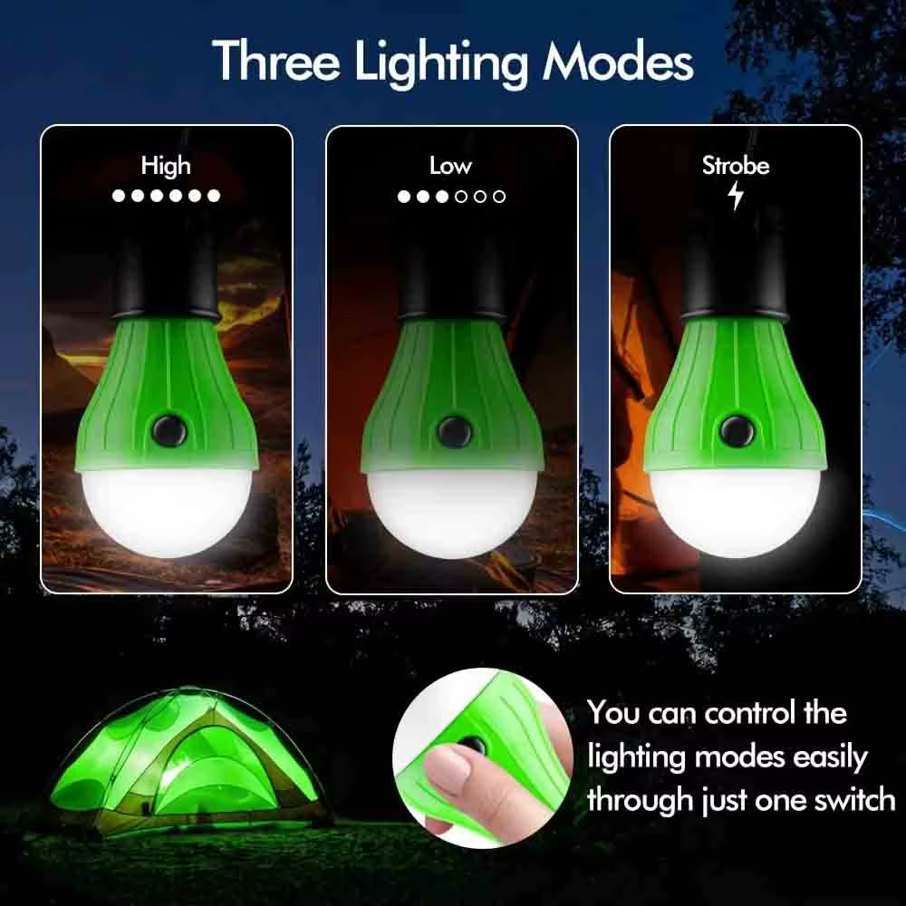 Lampe de camping portable d'extérieur avec crochet, lampe de tente super lumineuse pour la randonnée, les voyages, le parc et les situations d'urgence