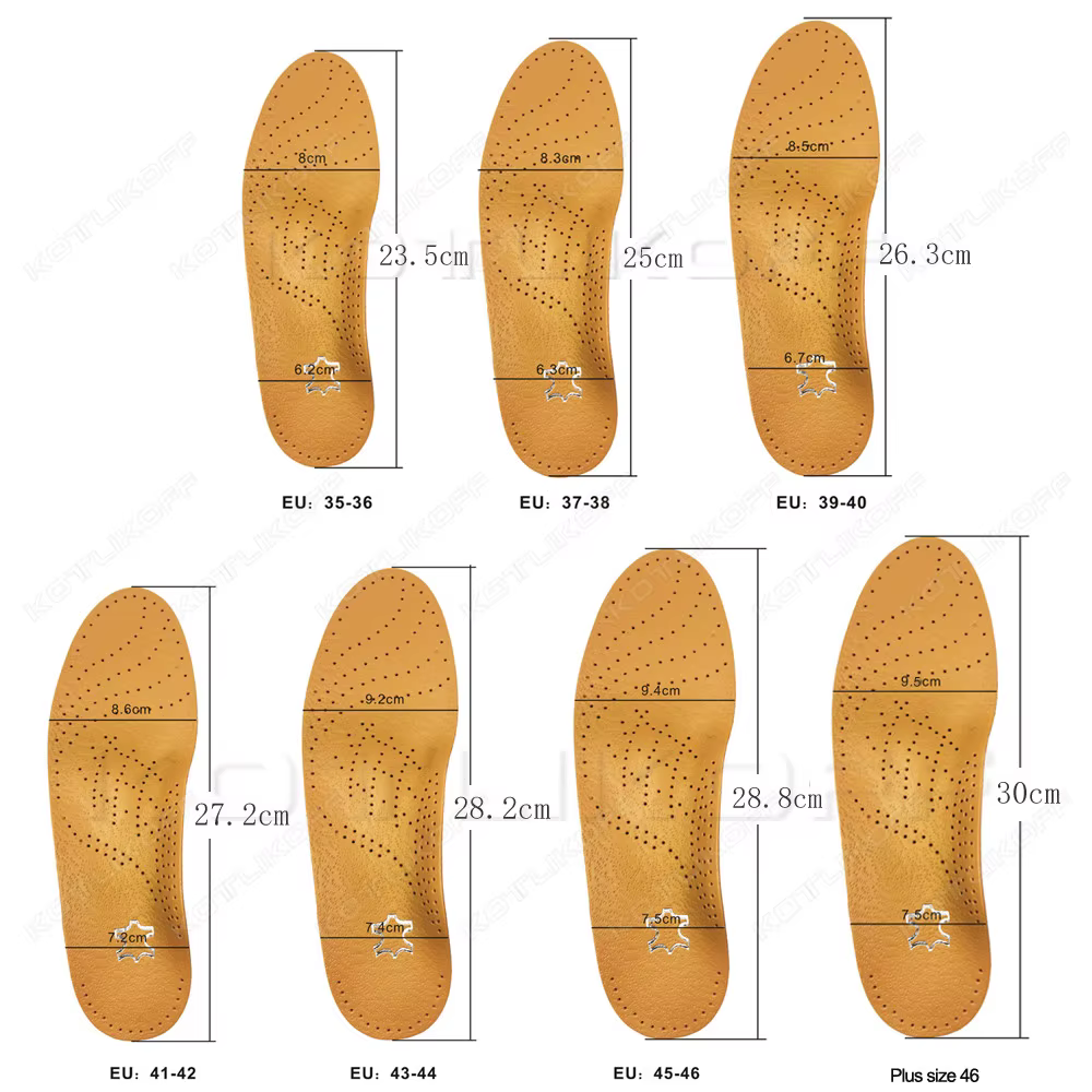 Semelle intérieure orthopédique en cuir pour pieds plats