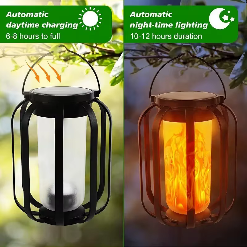 Lanterne de camping rétro à LED avec effet flamme