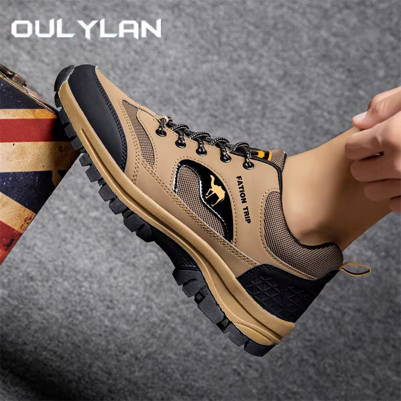 Oulylan Sports de plein air chaussures d'escalade pour hommes résistant à l'usure à lacets baskets mâle décontracté