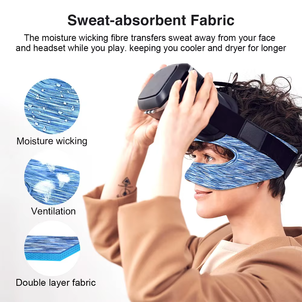 Accessoires VR, housse de masque pour les yeux, bande anti-transpiration respirante, rembourrage avec casques de réalité virtuelle pour Oculus Quest 2 1/Meta Quest 3 Pro