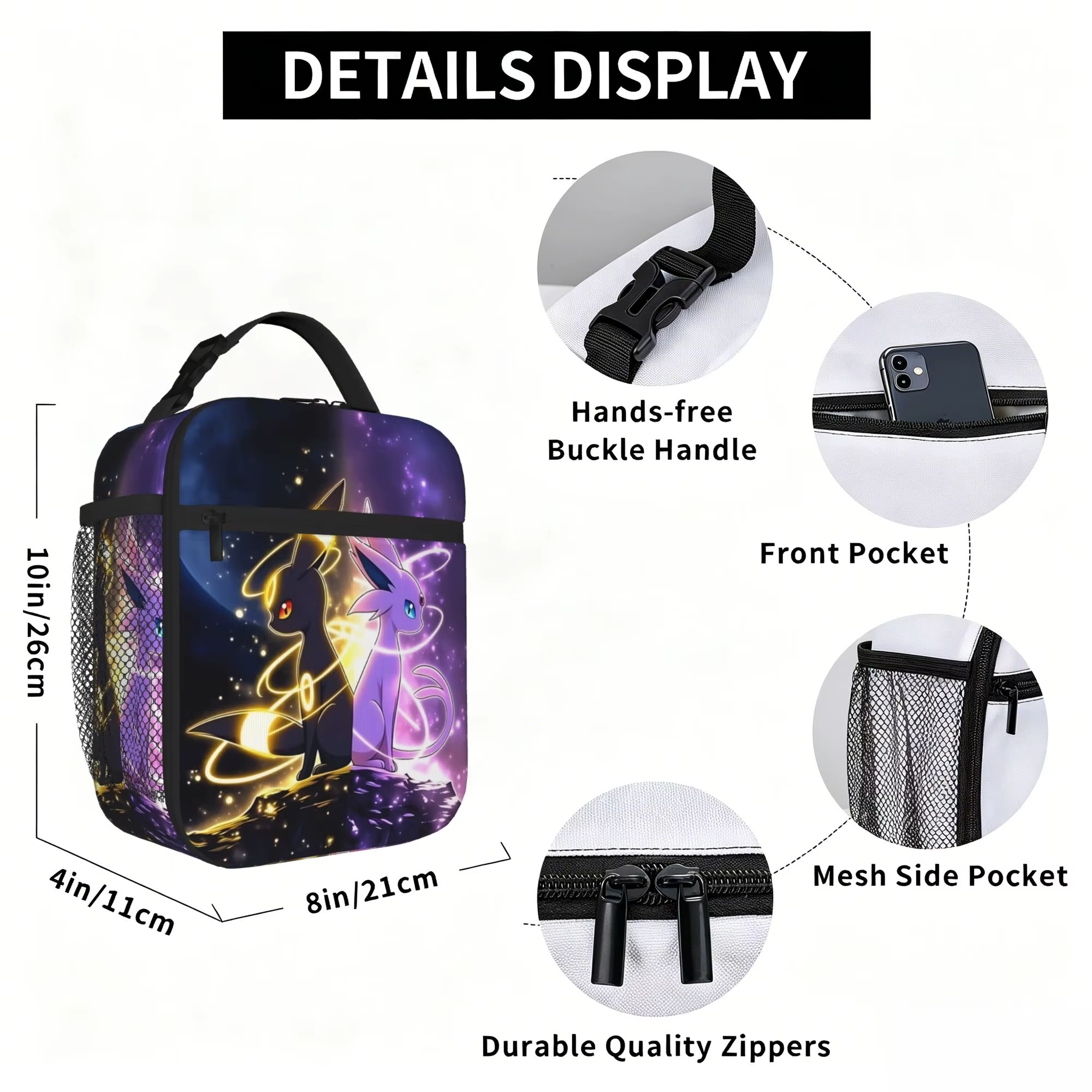 Sac à déjeuner isotherme Pokemon, sac à bento isolant, sac à riz, sac à main isotherme pour étudiant