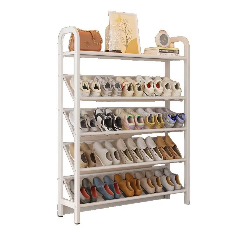Étagère à chaussures en acier, porte de ménage, rangement simple, gain de place, armoire à chaussures étroite multicouche en métal