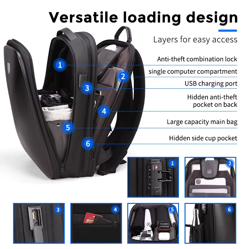 Grand sac à dos étanche antivol pour hommes