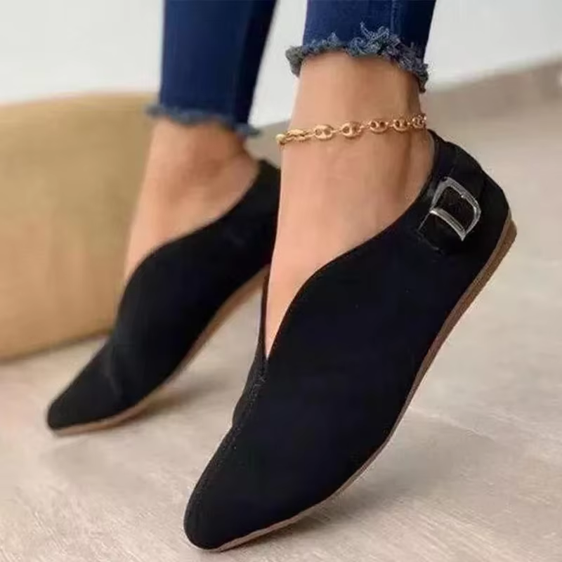 Ballerines décontractées pour femmes, talons nus roses, chaussures de pointe élégantes, extérieur