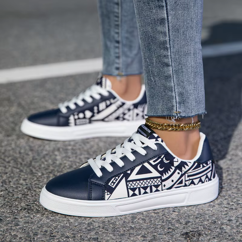 YRZL baskets légères décontractées pour femmes hommes Couple chaussures de marche antidérapantes imperméables à la mode Graffiti imprimé chaussures de sport hommes