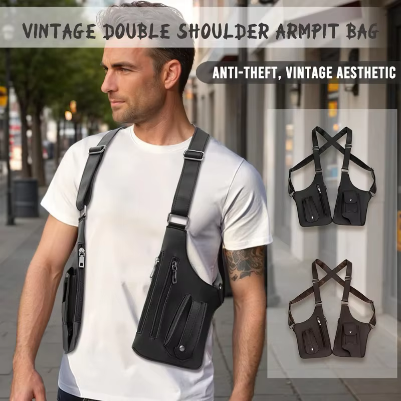 Sac de poitrine en cuir PU avec sangle réglable