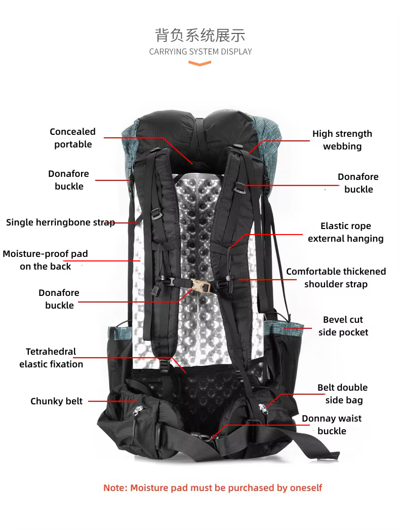 3F UL GEAR Sac à dos de randonnée ultraléger 40 + 16L - Pack