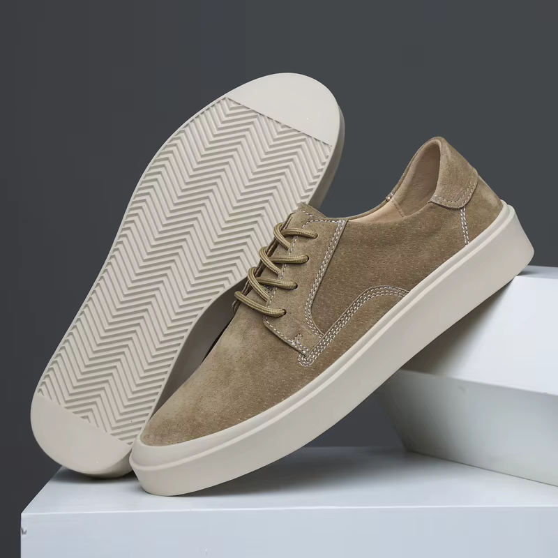 Baskets décontractées en cuir suédé beige pour hommes, chaussures à plateforme confortables, respirantes et légères, pour le quotidien et l'extérieur, tailles 38-44