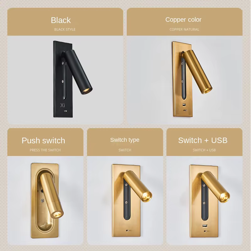 Lampe murale d'intérieur avec chargeur USB