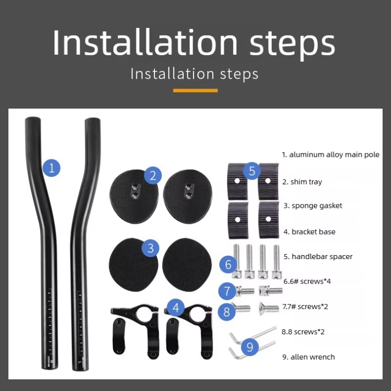 Extension de guidon de vélo en aluminium pour triathlon