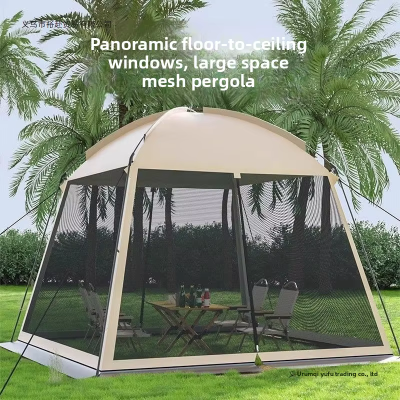 Tente de camping extérieure avec auvent en maille anti-moustiques