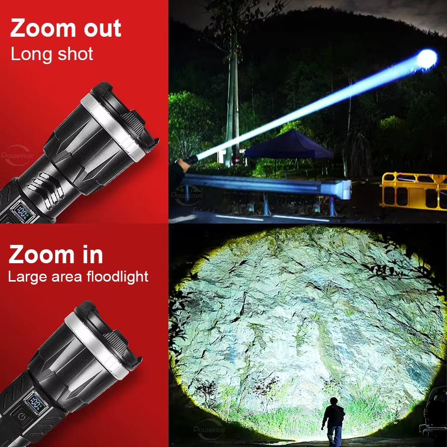 19000000LM super puissant lampe de poche intégrée 3 * 18650 haute puissance torche rechargeable LED lumière grande ouverture camping COB lanterne
