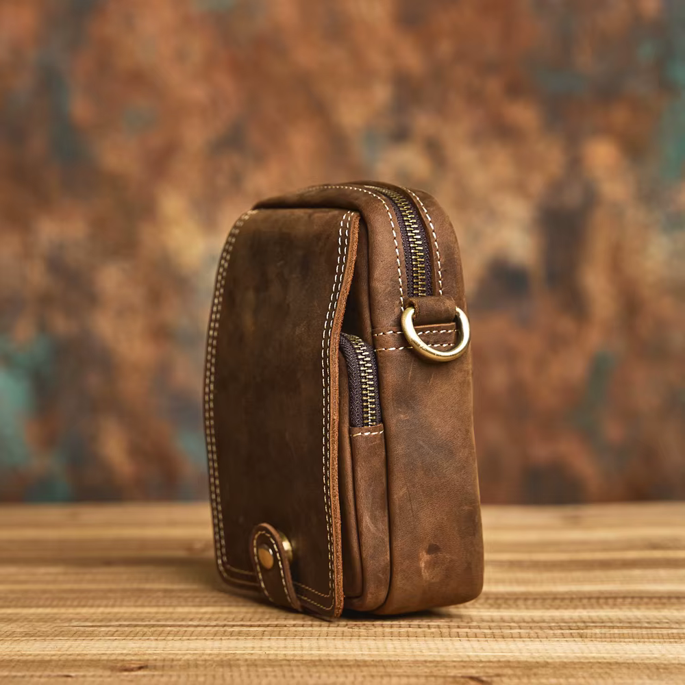 Sac de Taille Vintage en Cuir group pour Homme