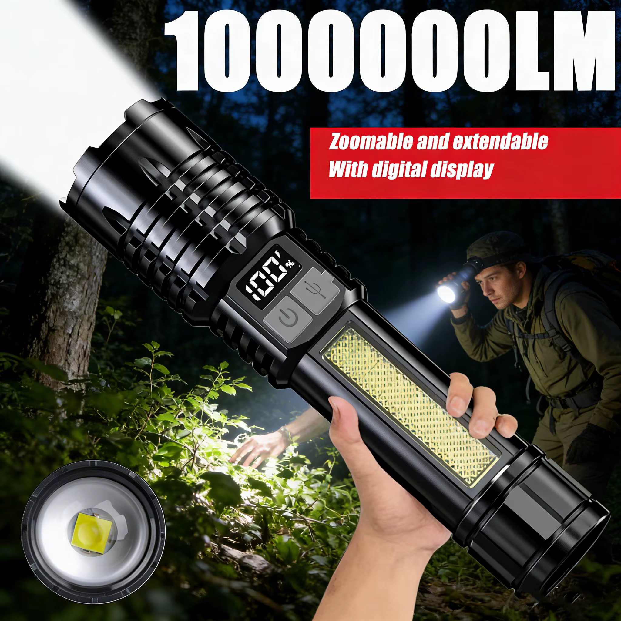 Lampe de poche LED rechargeable à faisceau long