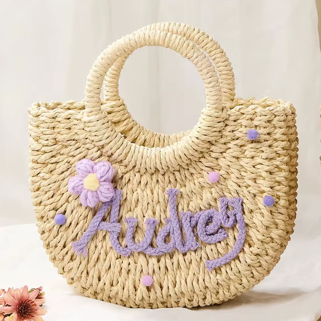 1 sac à main en paille personnalisé | sac de plage de demoiselle d'honneur | sac cadeau pour enterrement de vie de jeune fille, panier cadeau portable | cadeau de demoiselle d'honneur