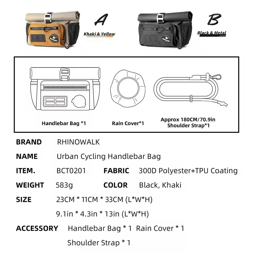 Rhinowalk sac de guidon de vélo 4L sac à dégagement rapide pour Brompton