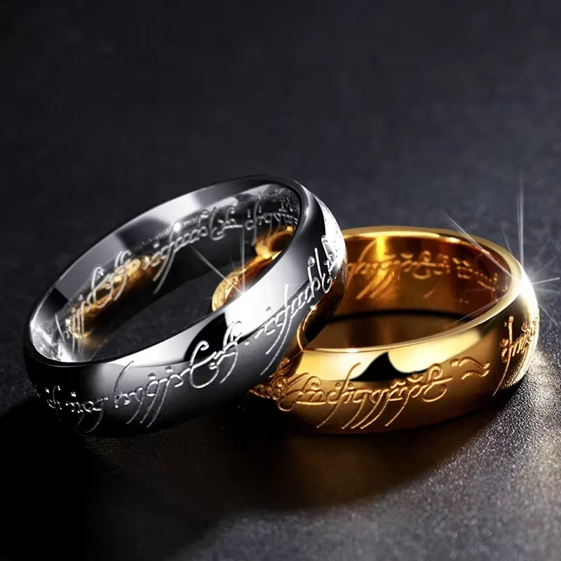 Seigneur des anneaux bague en acier inoxydable de pouvoir sculpté raffiné bague de mariage amoureux femmes hommes bijoux de mode