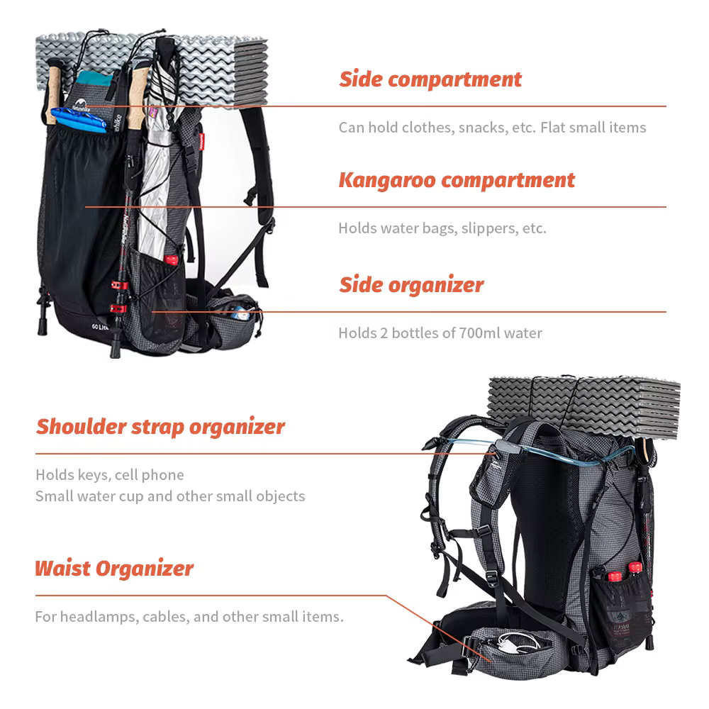 Naturehike – sac à dos 40l pour hommes