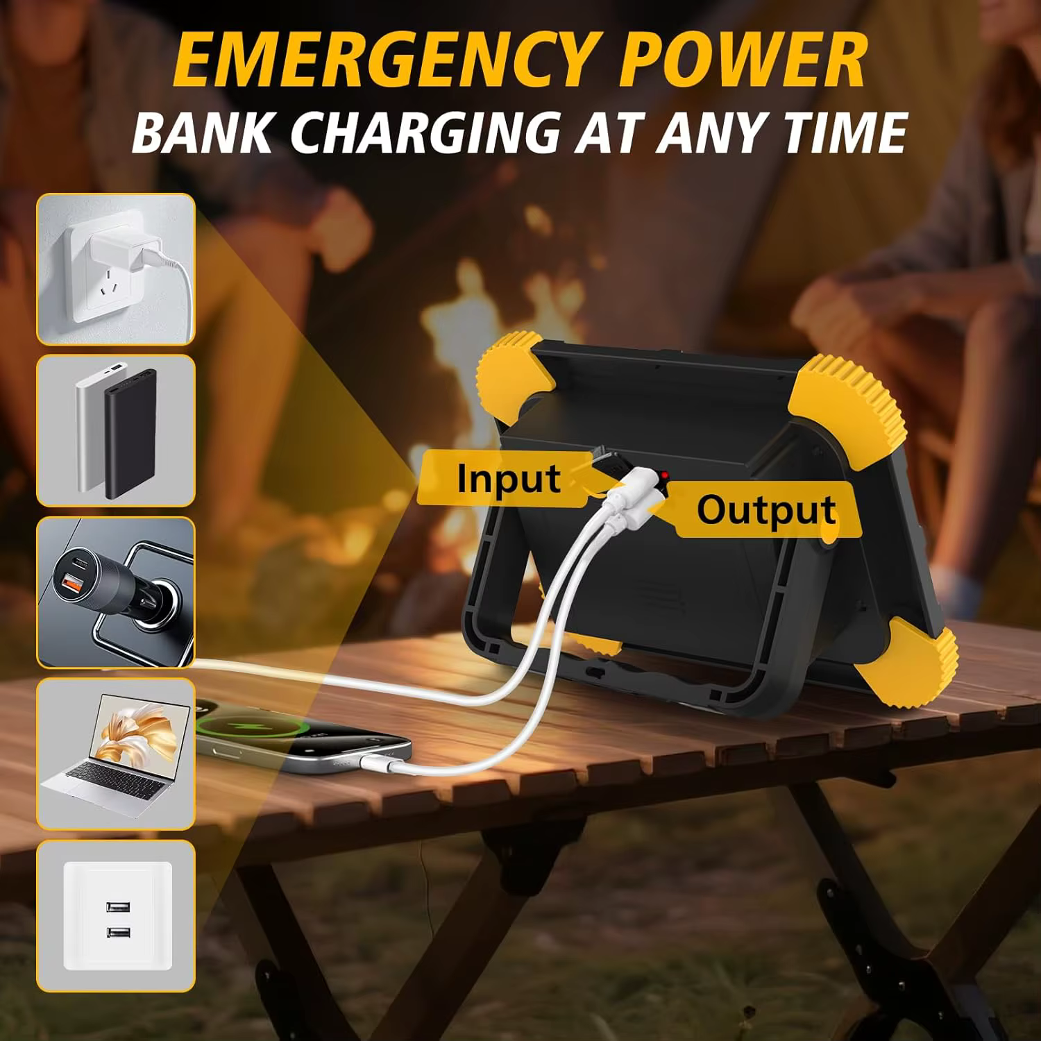 Projecteur de travail LED 5 modes, projecteur de Construction Portable, lampe de Camping Rechargeable pour Site, Garage, atelier, pêche d'urgence