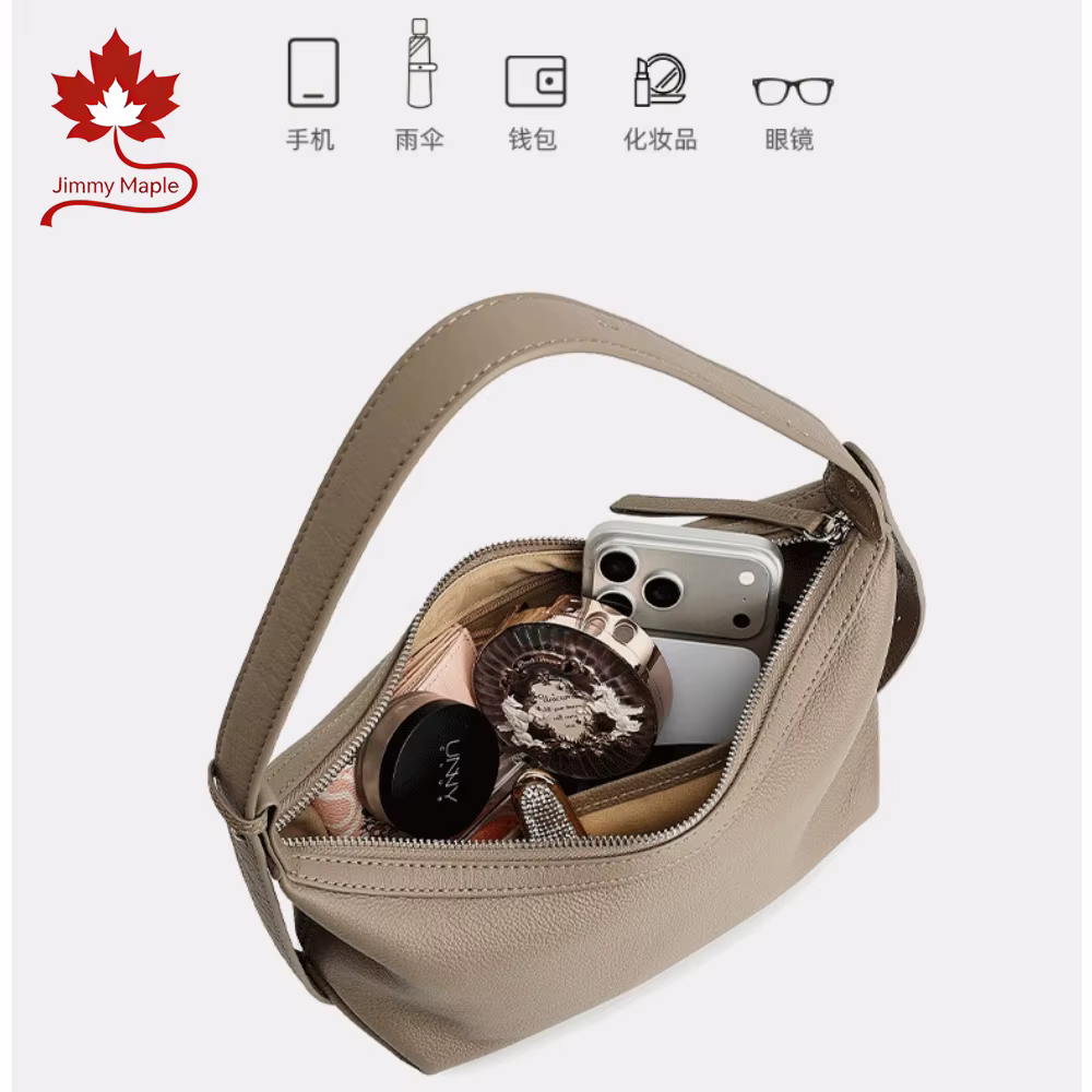 Sac fourre-tout Hobo léger et élégant en cuir véritable beige pour femme, sac à bandoulière et sac à main de bureau