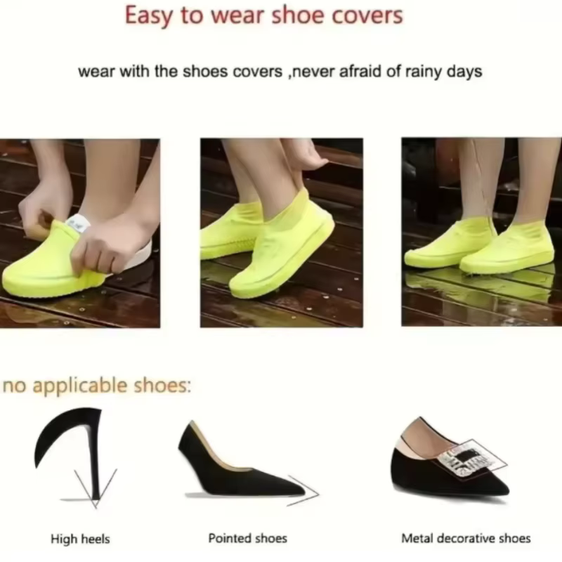 Couvre-chaussures imperméable 1 paire de couvre-bottes de pluie en caoutchouc extérieur