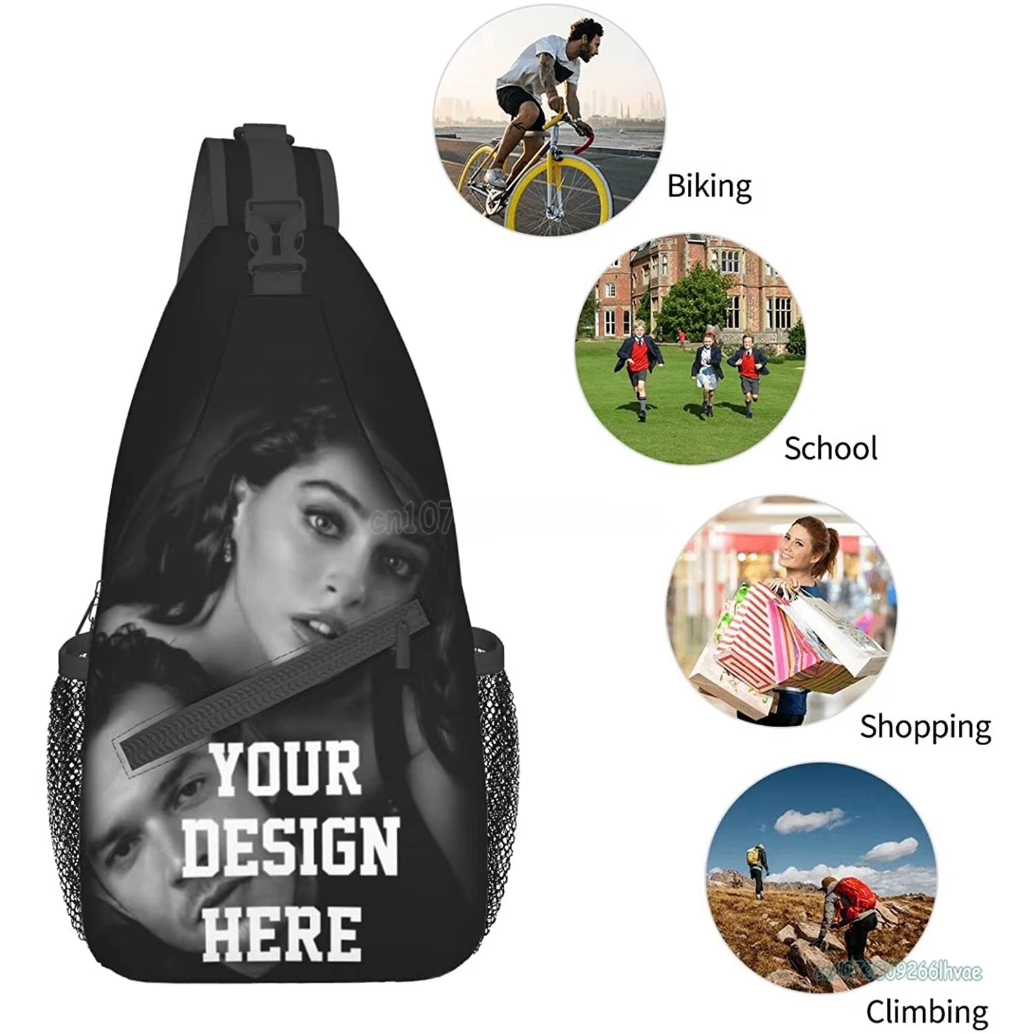 Sac à bandoulière personnalisé multi-usages, sac à dos à bandoulière personnalisé, sac de poitrine de randonnée de voyage