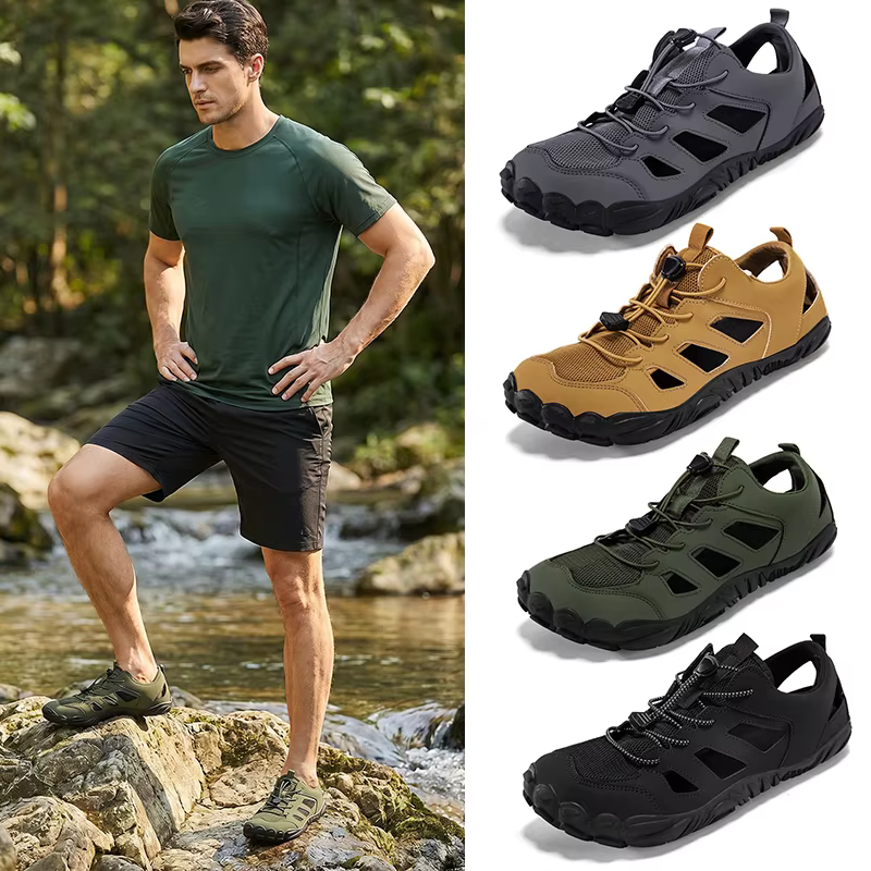 Chaussures aquatiques amphibies à bout large pour hommes - Sandales de randonnée