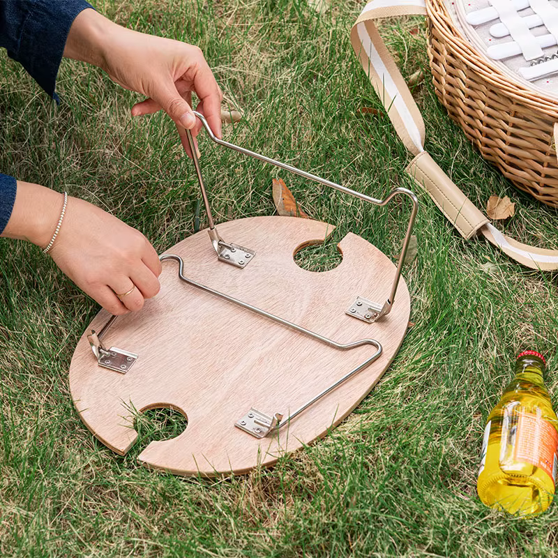 Panier de pique-nique artistique en rotin avec design portable