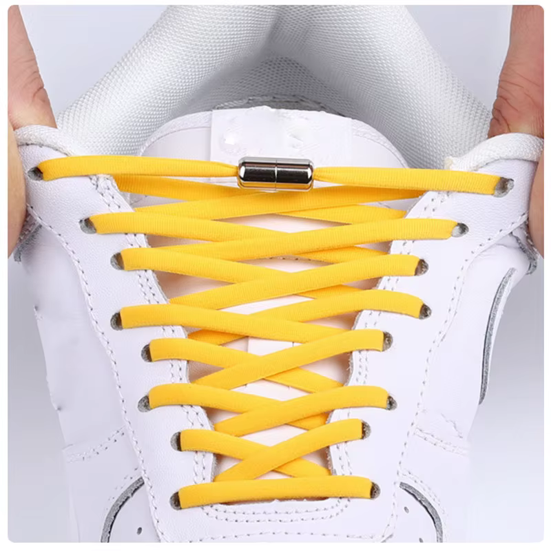 1 paire de lacets de chaussures élastiques demi-cercle sans cravate pour enfants et adultes baskets lacet rapide paresseux lacets de verrouillage en métal corde de chaussure