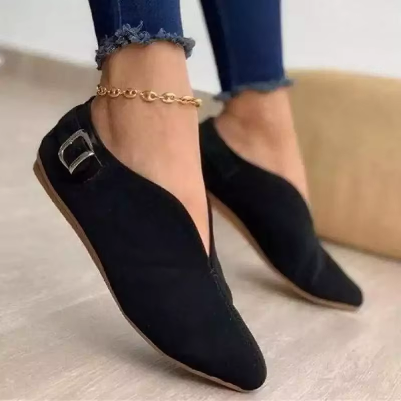 Ballerines décontractées pour femmes, talons nus roses, chaussures de pointe élégantes, extérieur