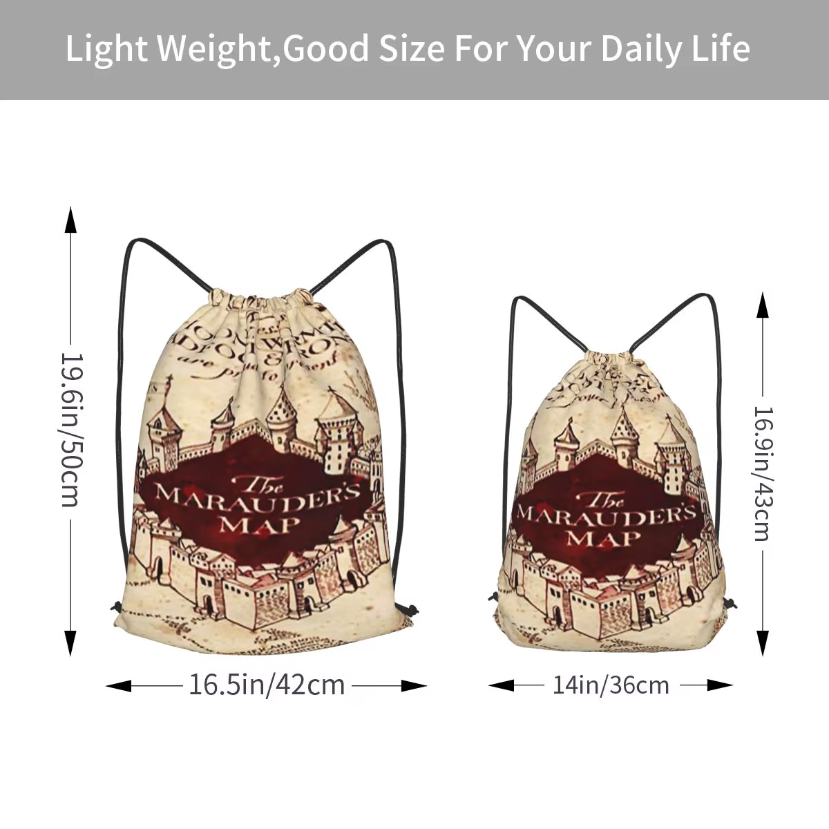 Sacs à dos Marauders Magic Map, sacs à cordon multifonctions, sacs de sport, sacs à livres pour homme et femme, pour l'école
