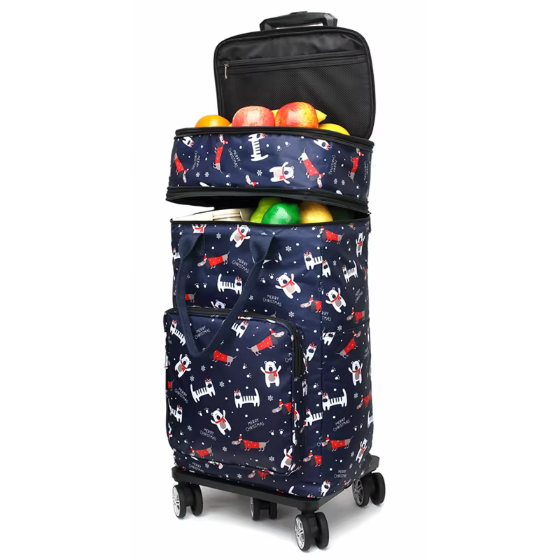 Sac de chariot de courses rétractable, chariot d'épicerie Portable pliable avec roulettes pour supermarché voyage Camping léger Durable