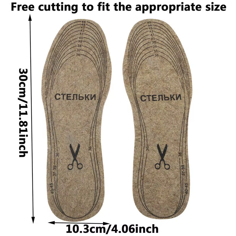 Semelles en feutre de laine pour chaussures Hommes Femmes