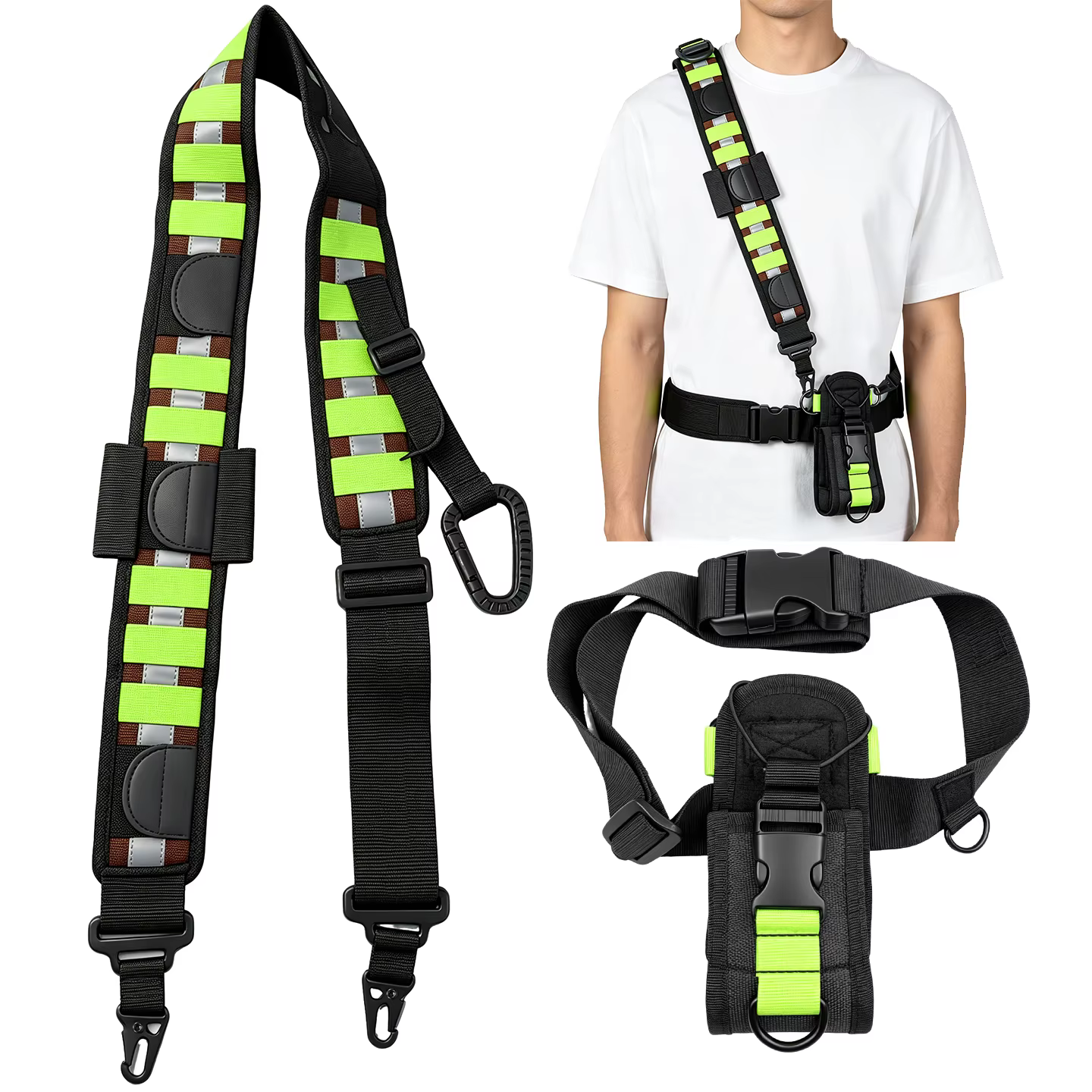 Sangles d'épaule larges tactiques pour pompiers et patrouilles, sangles d'épaule pour équipes de sauvetage, sangles d'épaule pour talkies-walkies, sacs à dos pour talkies-walkies