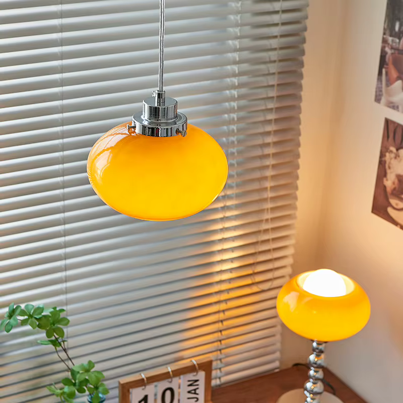 Kevin-Lustre en verre orange moderne, luminaire décoratif d'intérieur, idéal pour une salle à manger, une cuisine, une chambre à coucher ou un chevet