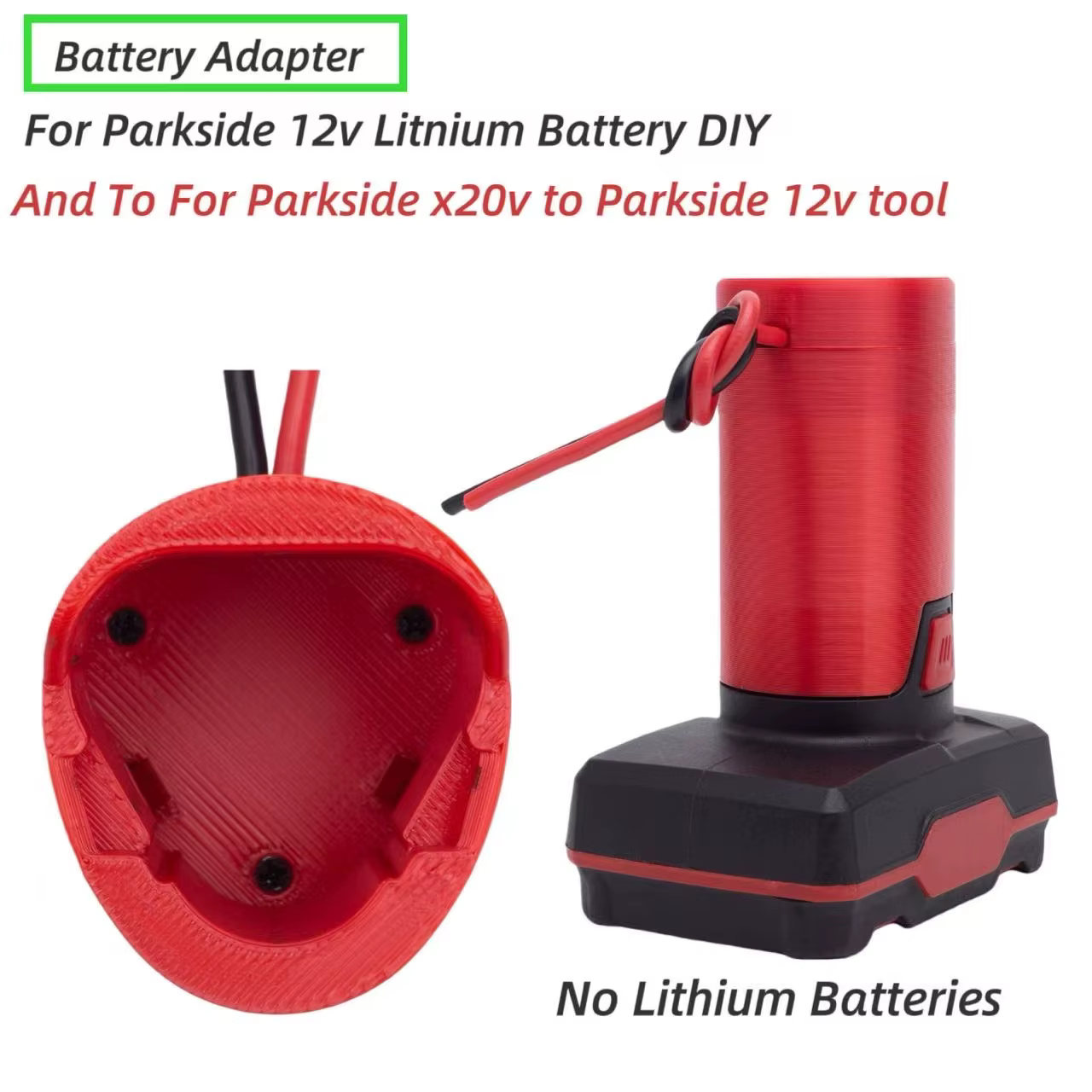 Adaptateur de connecteur de batterie DIY 14AWG pour Lidl Parkside X20V Team To pour outil électrique Parkside 12V (sans batterie ni outil)