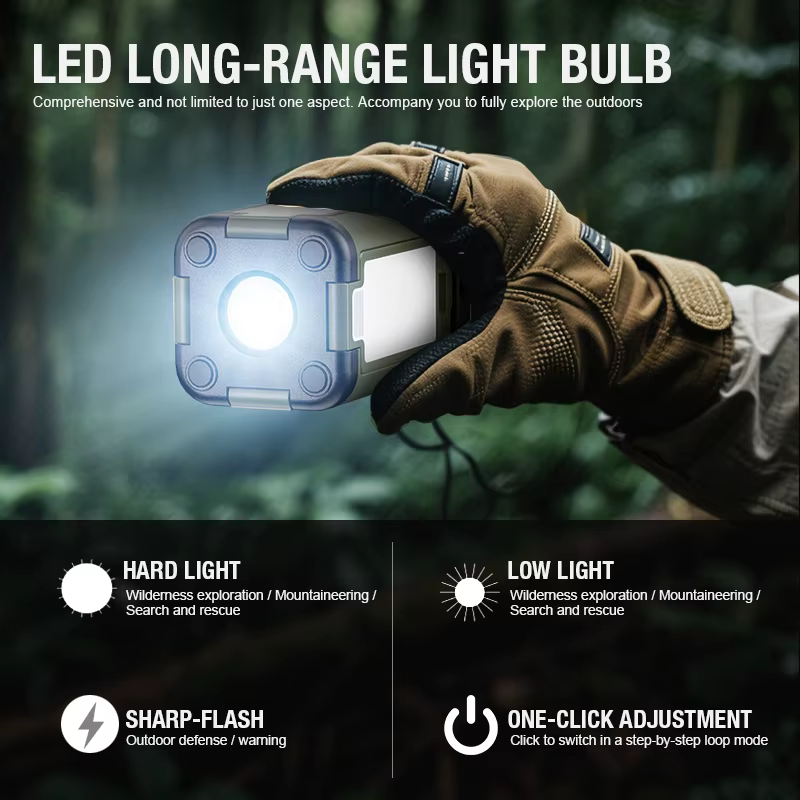 Lampe de camping multifonctionnelle avec double mode de charge solaire de type C conception de source de lumière extensible pour plusieurs scénarios extérieurs