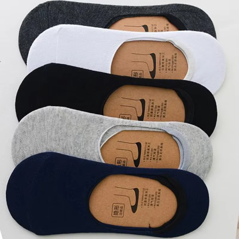 5 paires de chaussettes bateau en coton pour hommes, antidérapantes, en Silicone, invisibles, respirantes, pantoufles de cheville, chaussettes de sport, été et automne