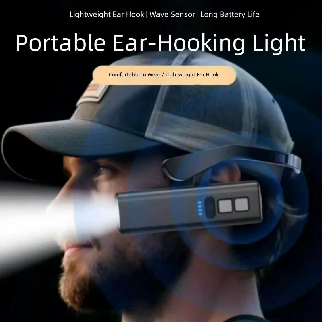 Lampe frontale rechargeable étanche à clip d'oreille
