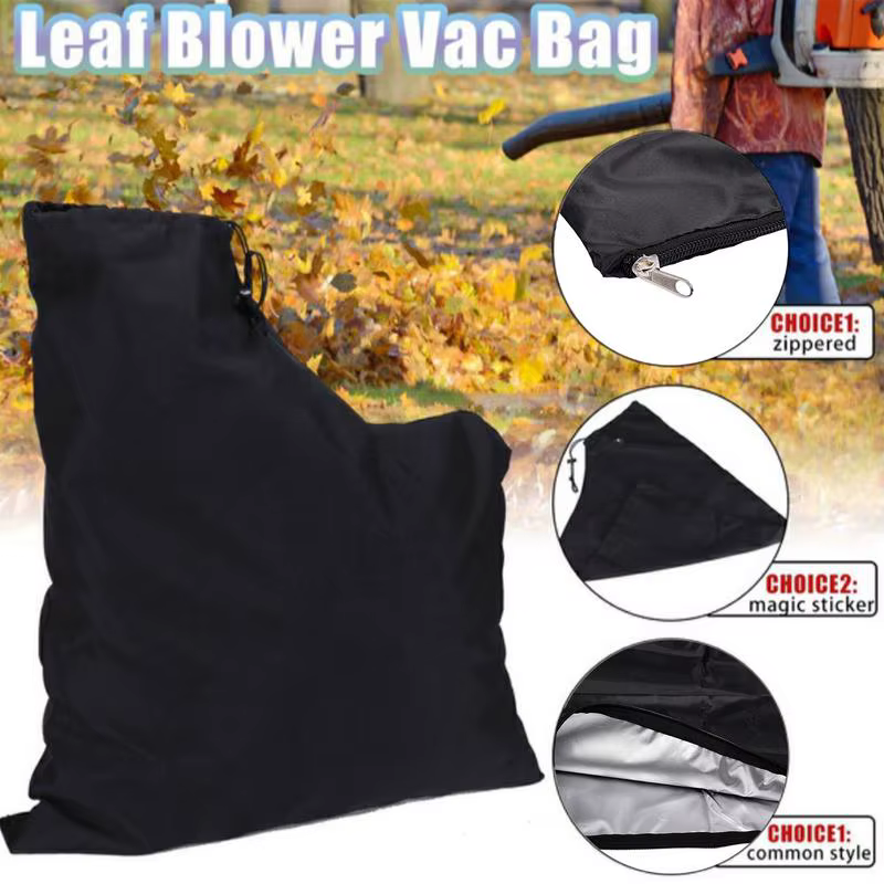 Sac de souffleur de feuilles, Design à cordon de serrage, sac de collecte de souffleur de feuilles en tissu Oxford, grande capacité, fermeture éclair pour râteau Ultra souffleur