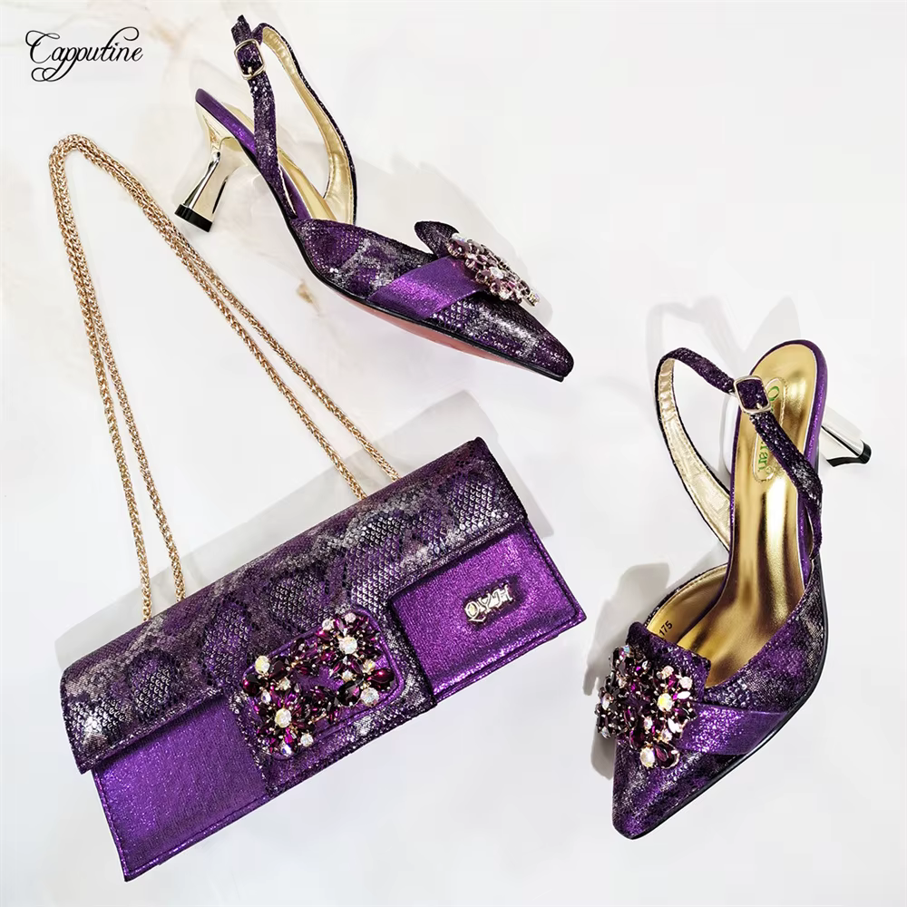 Rose femmes chaussures et Sac ensemble mode dame africaine pompes Match avec sac à main pochette talons hauts Sandales