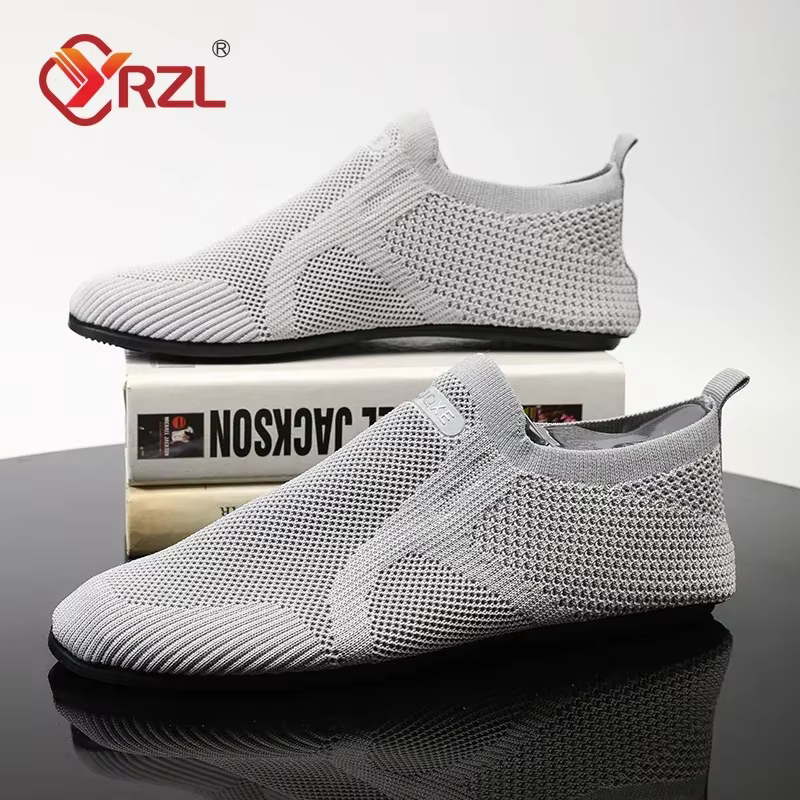 YRZL-Mocassins en Maille pour Homme, Chaussures de Marche Plates, Respirantes, Antidérapantes, Décontractées, d'Été, de Haute Qualité