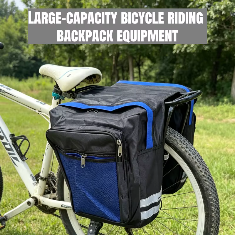 Sac de vélo imperméable, sac de transport avec siège arrière haut et spacieux, design double face + bandes réfléchissantes