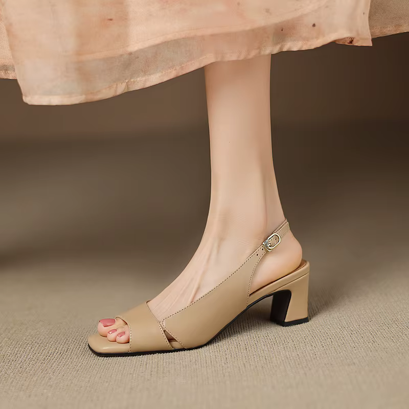 2025 nouvelles femmes chaussures en cuir véritable plates-formes à talons hauts confort chaussures d'été décontractées femme boucles quotidien rue mode sandales