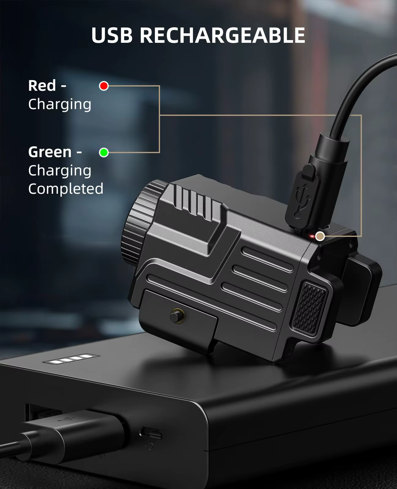 Lampe de poche tactique Ezshoot 800 lumens compact Pistol Light Rechargeable compatible avec Picatinny et Gl Rails Strobe Mode