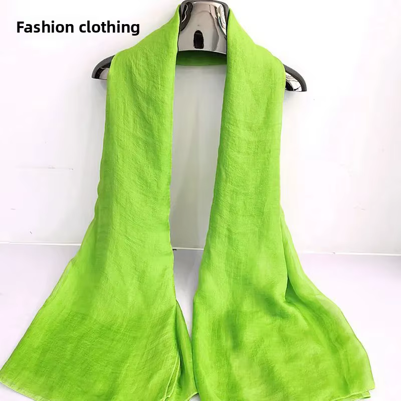 Foulard en soie rouge pour femmes, Style printemps-automne, châle à la mode, écharpe de danse en mousseline de soie, longue couleur Pure, nouvelle collection hiver